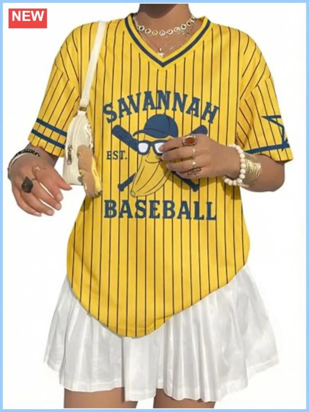 Women's Baseball Jersey Top Letter Print Loose Fit Short Sleeve Tee
